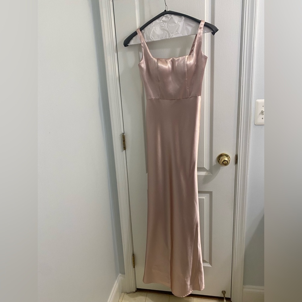 Jenny Yoo Whipped Apricot Satin Ariana Dress Size 0